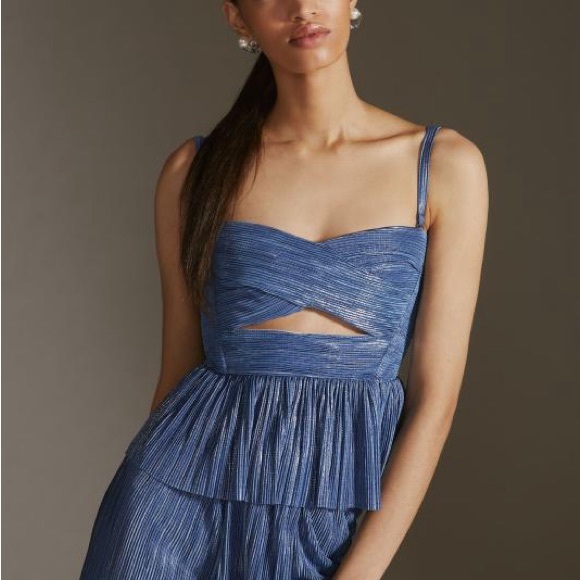 Sabina Musayev Tops - Sabina Musayev Blue Pleated Camisole Top